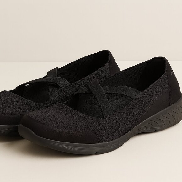 Skechers Women’s Black Mary Jane Slip-On Comfort Flats Size 10 - Picture 1 of 4